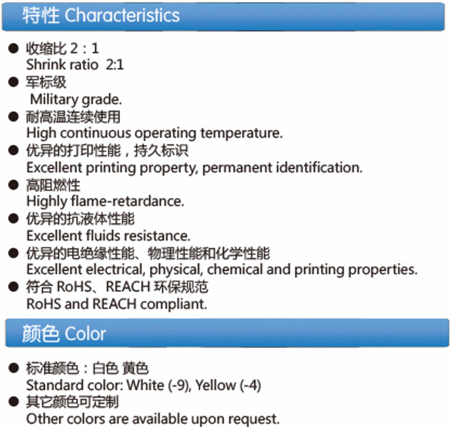 Military Grade High-temperature Resistant Heat Shrinkable Identification Sleeves (Z-HT225)